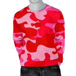 Hot Pink Camouflage Print Men's Crewneck Sweatshirt GearFrost