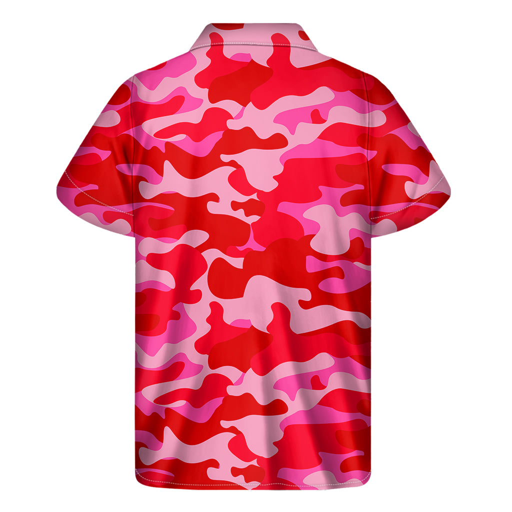 Hot Pink Camouflage Print Men's Short Sleeve Shirt