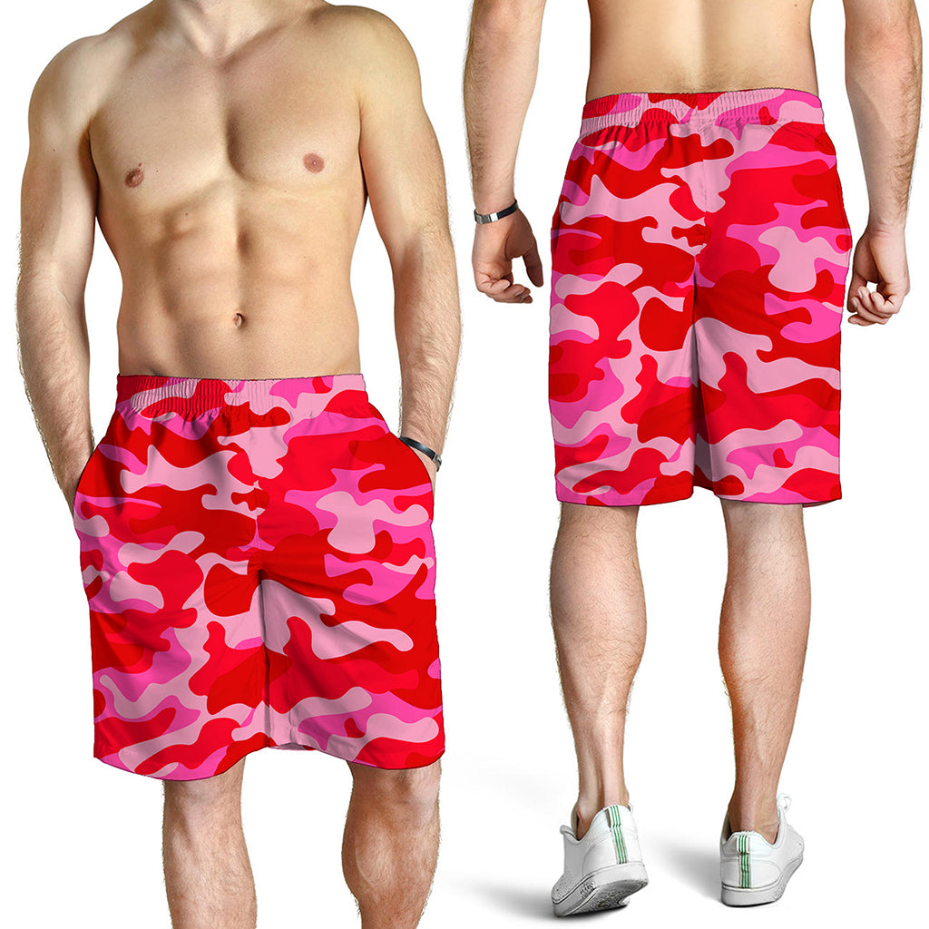 Hot Pink Camouflage Print Men's Shorts