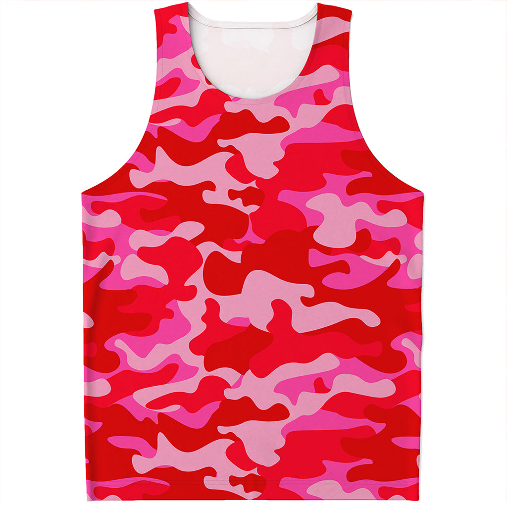 Hot Pink Camouflage Print Men's Tank Top