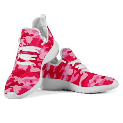 Hot Pink Camouflage Print Mesh Knit Shoes GearFrost