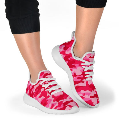 Hot Pink Camouflage Print Mesh Knit Shoes GearFrost