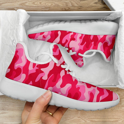 Hot Pink Camouflage Print Mesh Knit Shoes GearFrost