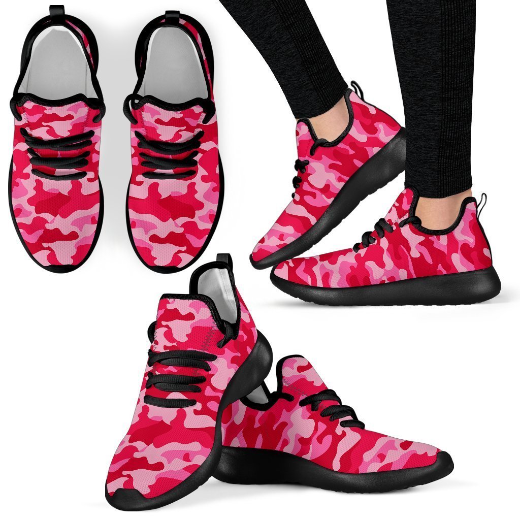 Hot Pink Camouflage Print Mesh Knit Shoes GearFrost