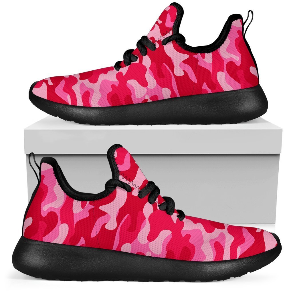 Hot Pink Camouflage Print Mesh Knit Shoes GearFrost