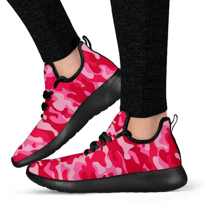 Hot Pink Camouflage Print Mesh Knit Shoes GearFrost