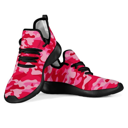 Hot Pink Camouflage Print Mesh Knit Shoes GearFrost