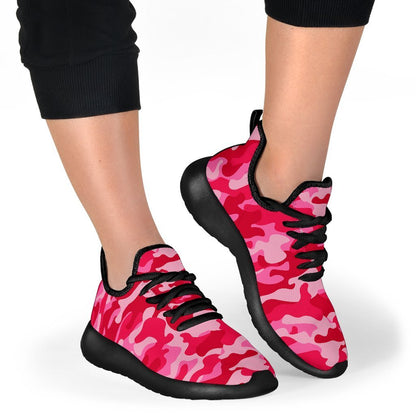 Hot Pink Camouflage Print Mesh Knit Shoes GearFrost