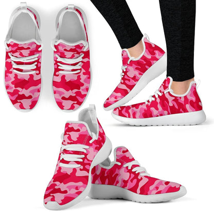 Hot Pink Camouflage Print Mesh Knit Shoes GearFrost