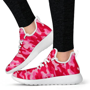 Hot Pink Camouflage Print Mesh Knit Shoes GearFrost
