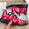 Hot Pink Camouflage Print Mesh Knit Shoes