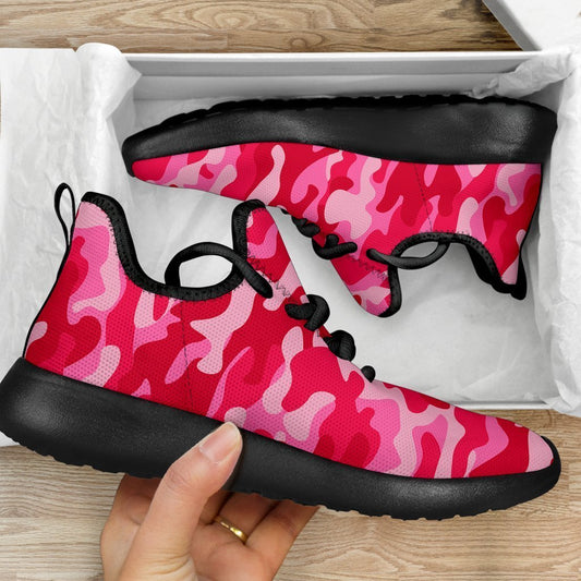 Hot Pink Camouflage Print Mesh Knit Shoes GearFrost