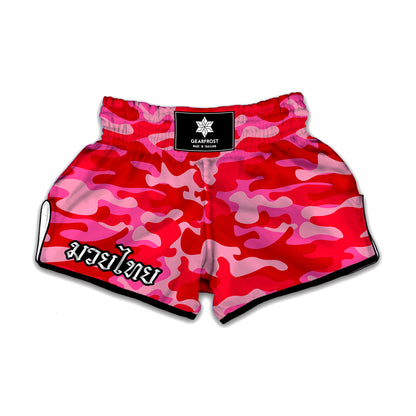 Hot Pink Camouflage Print Muay Thai Boxing Shorts
