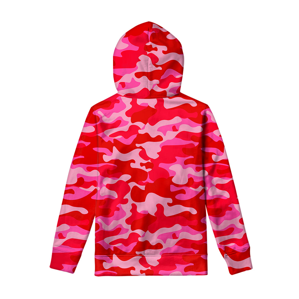 Hot Pink Camouflage Print Pullover Hoodie