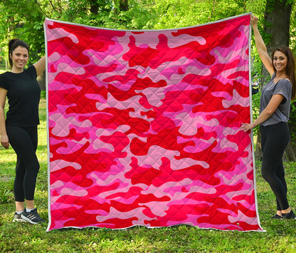 Hot Pink Camouflage Print Quilt