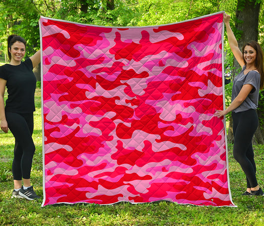 Hot Pink Camouflage Print Quilt