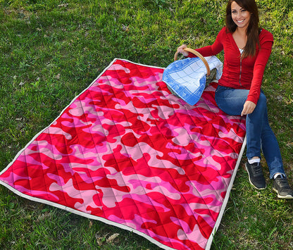 Hot Pink Camouflage Print Quilt