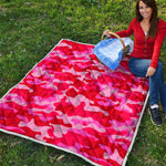 Hot Pink Camouflage Print Quilt
