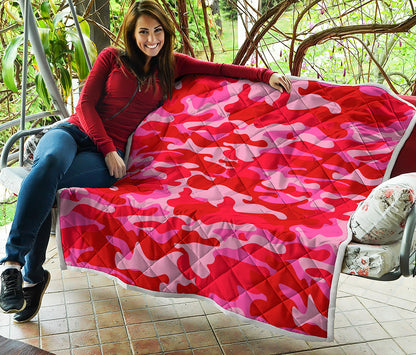 Hot Pink Camouflage Print Quilt