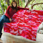 Hot Pink Camouflage Print Quilt