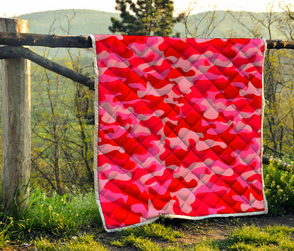 Hot Pink Camouflage Print Quilt