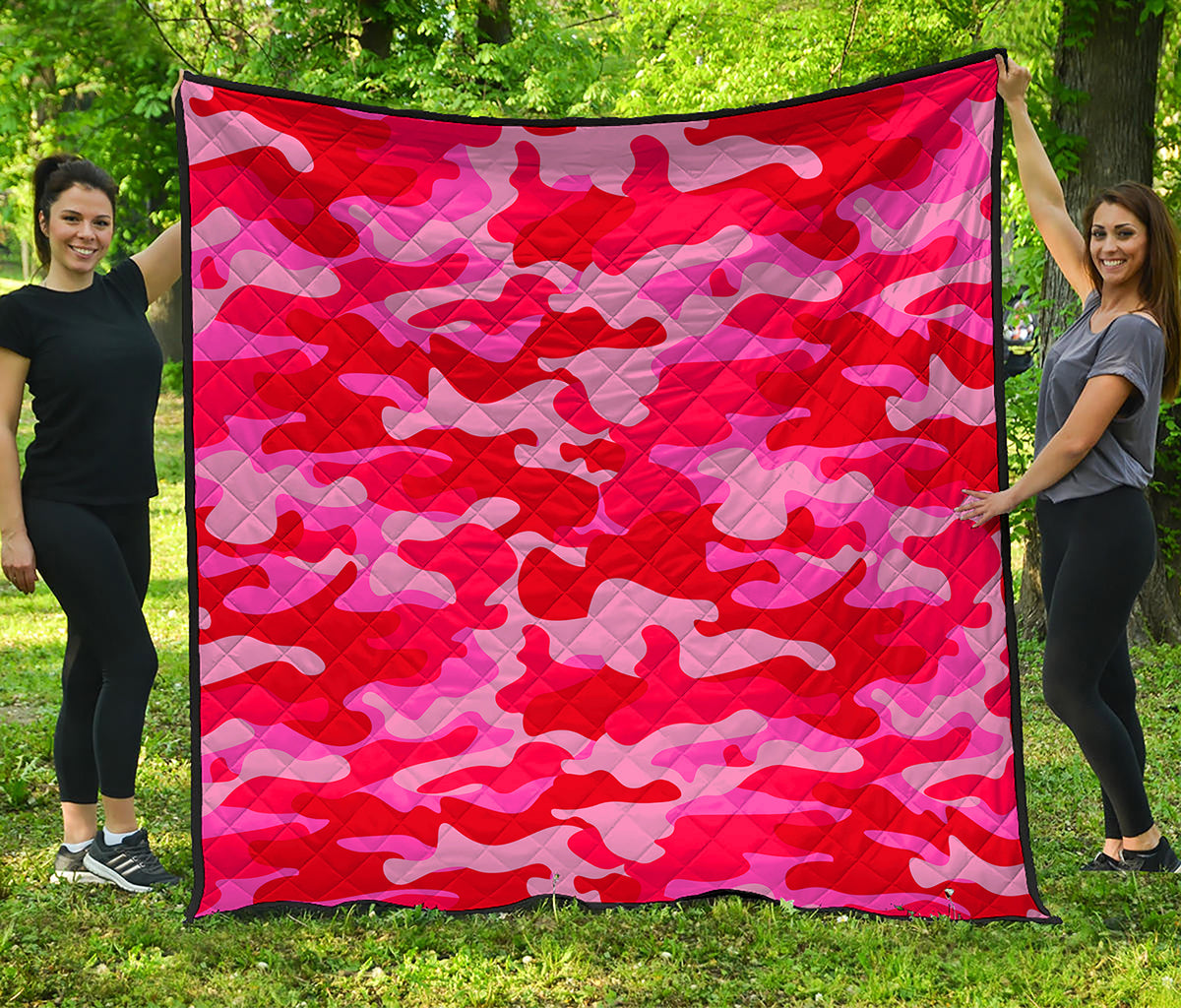 Hot Pink Camouflage Print Quilt