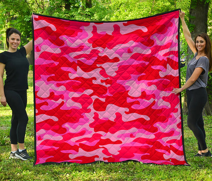Hot Pink Camouflage Print Quilt