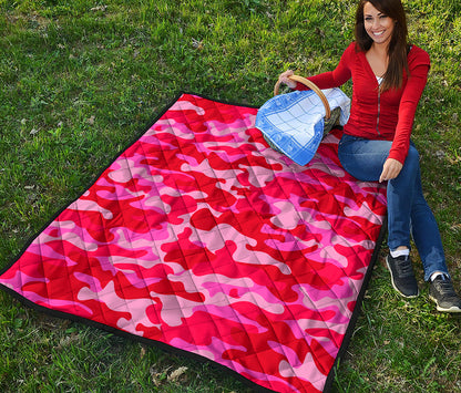 Hot Pink Camouflage Print Quilt