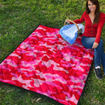 Hot Pink Camouflage Print Quilt