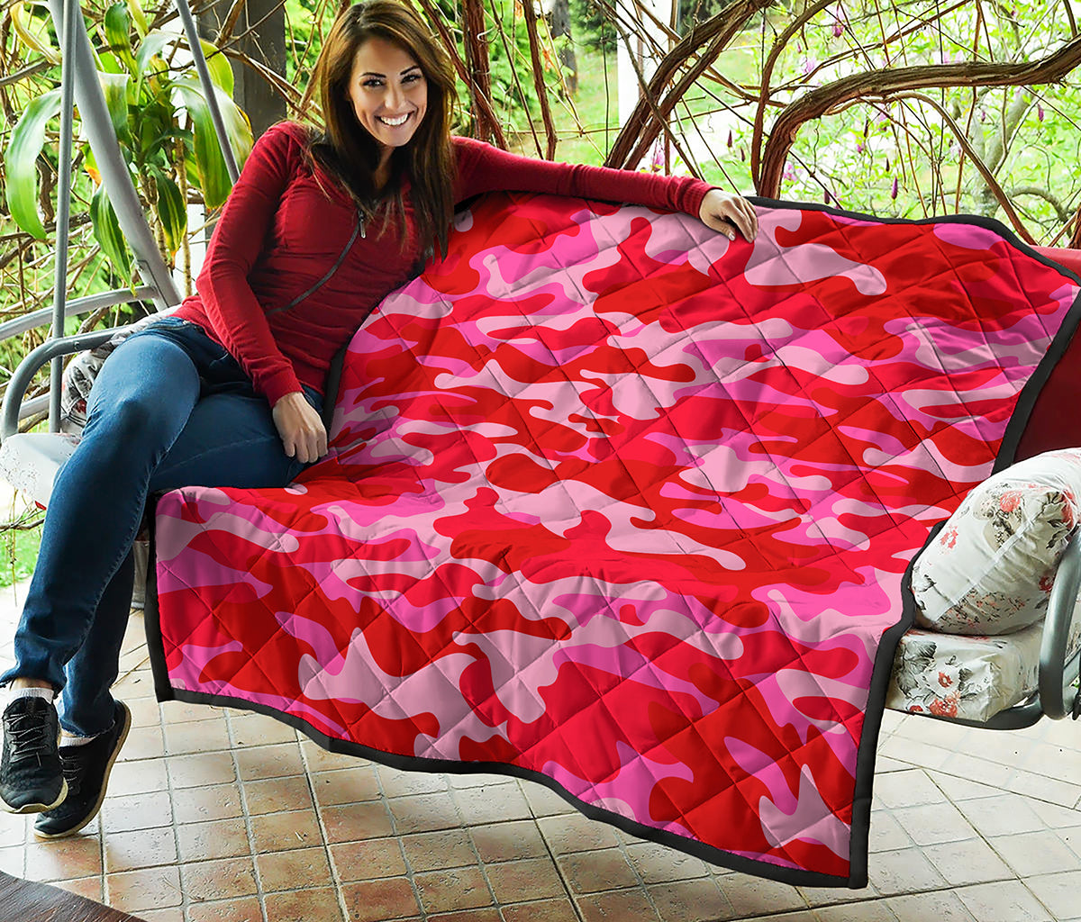 Hot Pink Camouflage Print Quilt