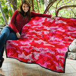 Hot Pink Camouflage Print Quilt