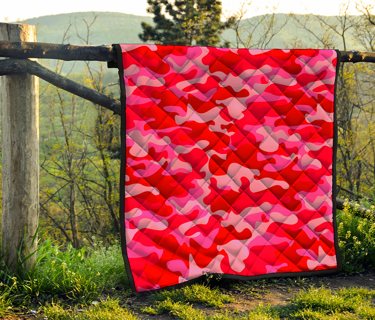 Hot Pink Camouflage Print Quilt