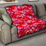 Hot Pink Camouflage Print Quilt