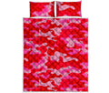 Hot Pink Camouflage Print Quilt Bed Set