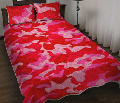 Hot Pink Camouflage Print Quilt Bed Set