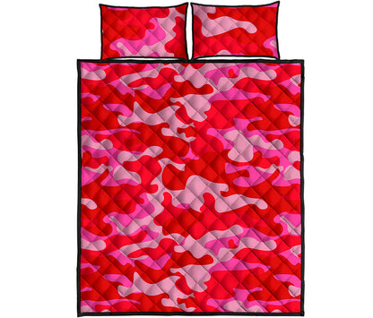Hot Pink Camouflage Print Quilt Bed Set