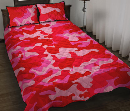Hot Pink Camouflage Print Quilt Bed Set