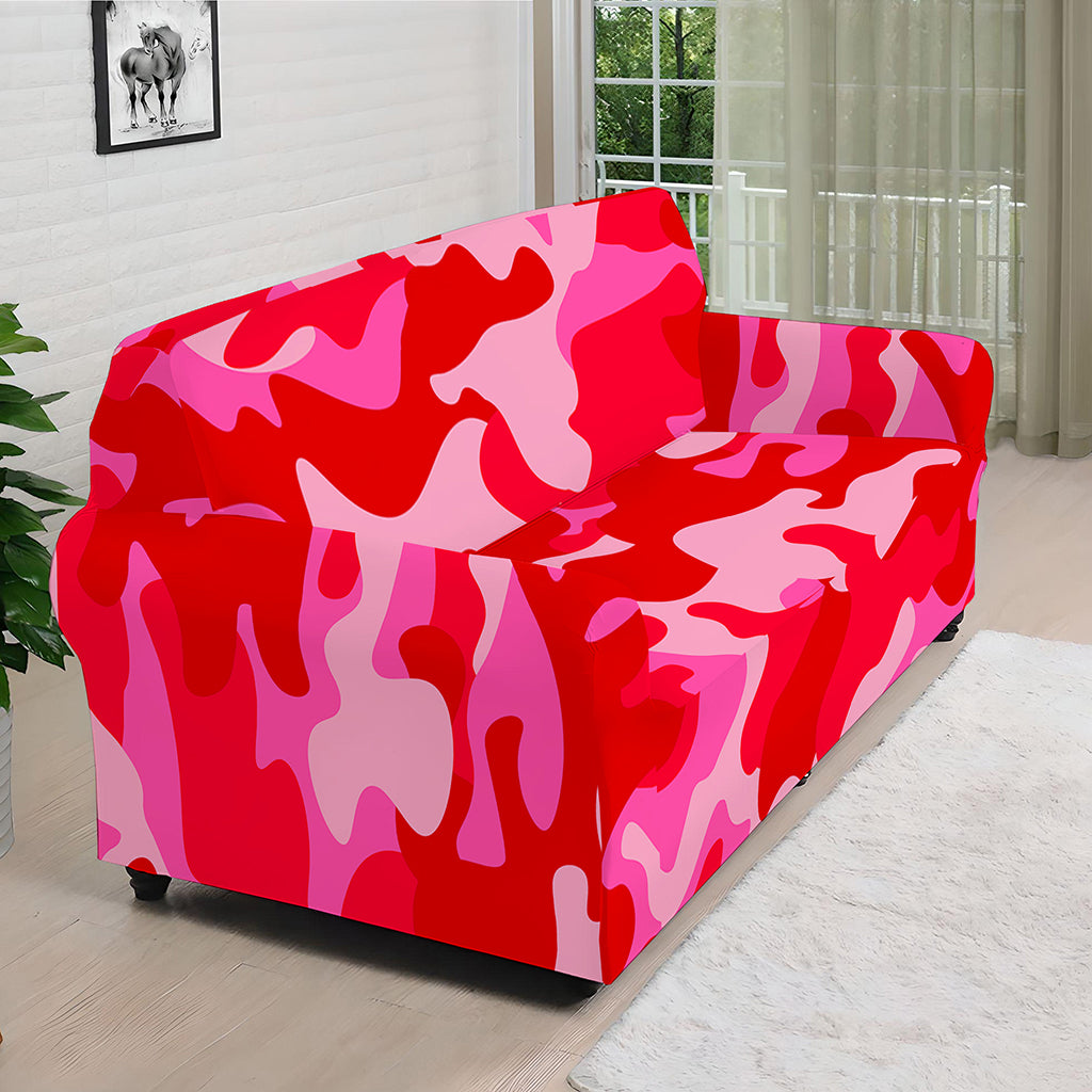 Hot Pink Camouflage Print Sofa Cover