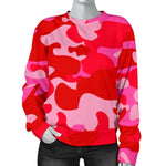 Hot Pink Camouflage Print Women's Crewneck Sweatshirt GearFrost
