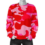 Hot Pink Camouflage Print Women's Crewneck Sweatshirt GearFrost