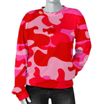 Hot Pink Camouflage Print Women's Crewneck Sweatshirt GearFrost