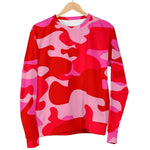 Hot Pink Camouflage Print Women's Crewneck Sweatshirt GearFrost