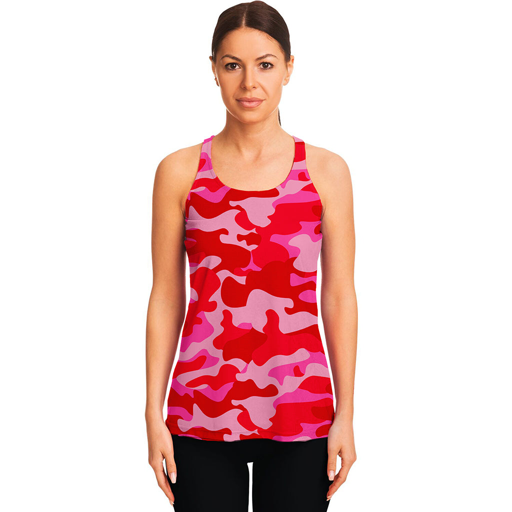 Hot Pink Camouflage Print Women's Racerback Tank Top