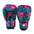 Hot Pink Hibiscus Tropical Pattern Print Boxing Gloves