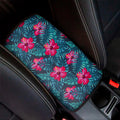 Hot Pink Hibiscus Tropical Pattern Print Car Center Console Cover