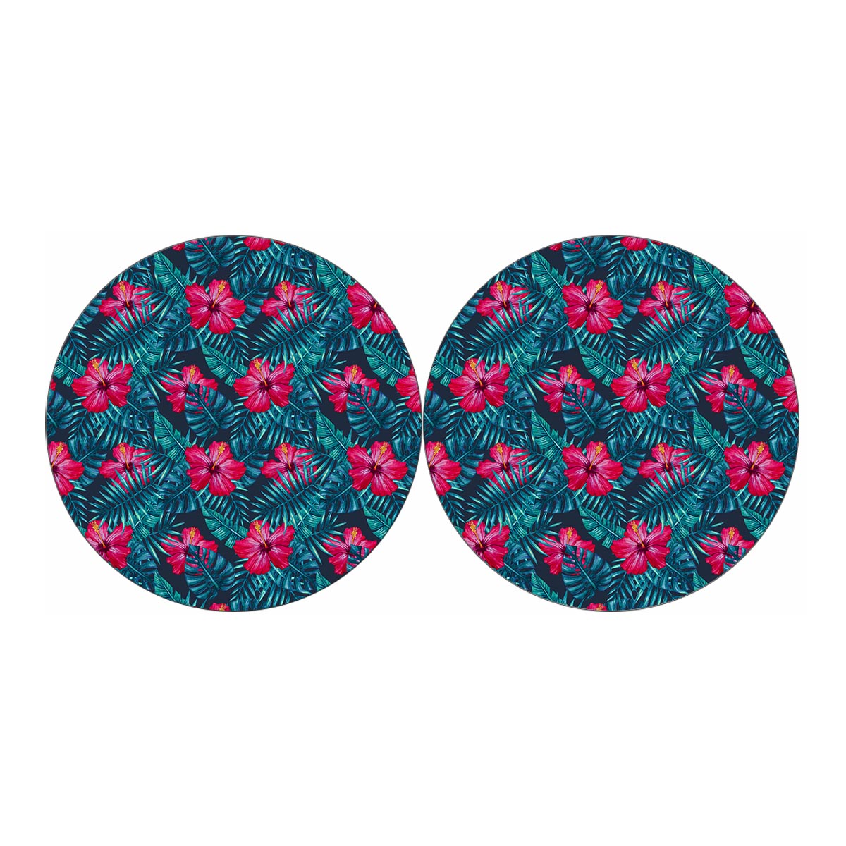 Hot Pink Hibiscus Tropical Pattern Print Car Coasters