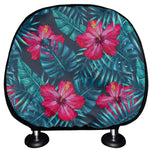 Hot Pink Hibiscus Tropical Pattern Print Car Headrest Covers