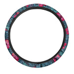Hot Pink Hibiscus Tropical Pattern Print Car Steering Wheel Cover