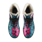 Hot Pink Hibiscus Tropical Pattern Print Comfy Boots GearFrost