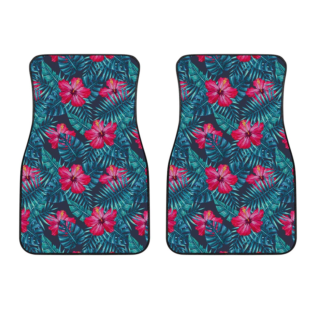Hot Pink Hibiscus Tropical Pattern Print Front Car Floor Mats